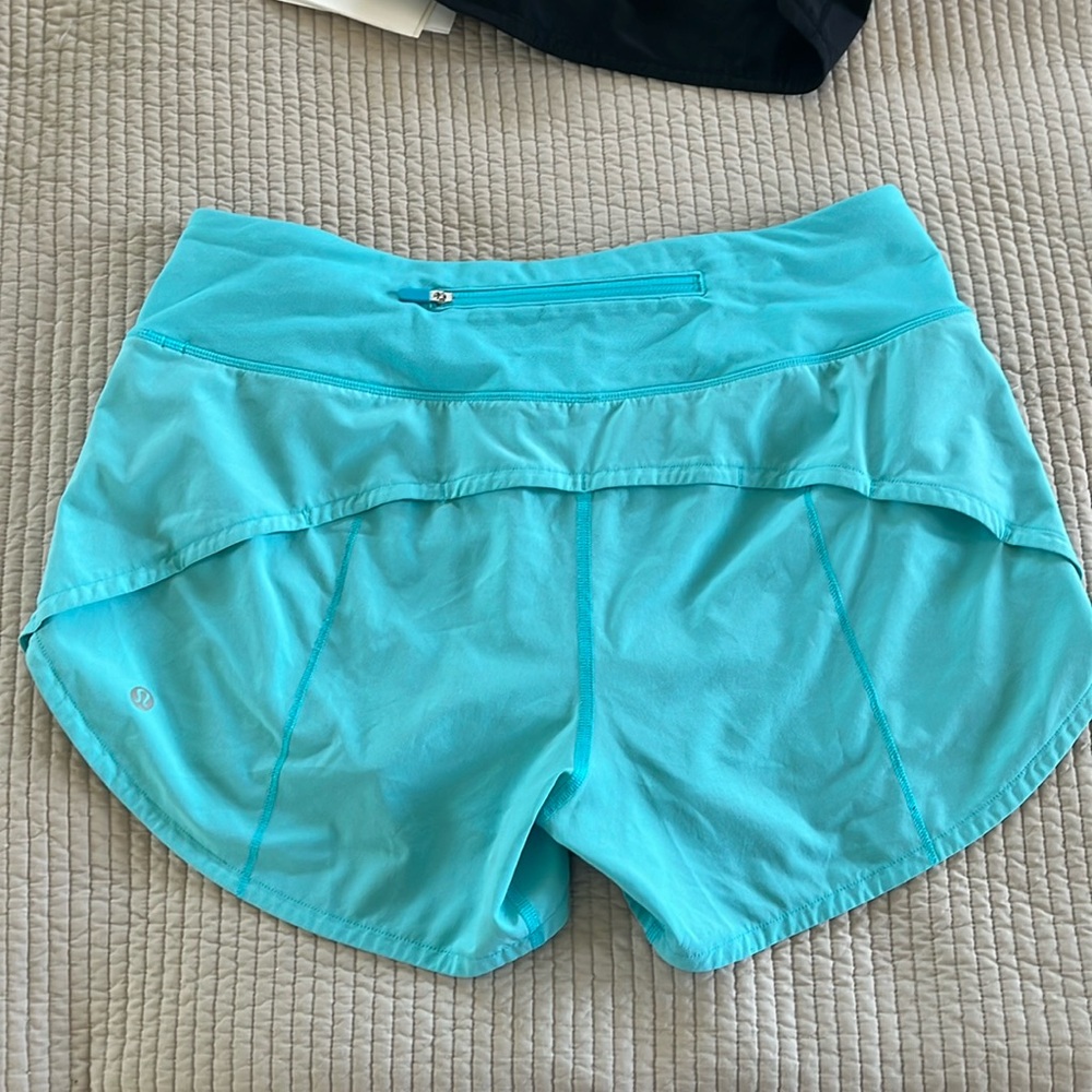 Lululemon speed up high rise 4 inch short size 8 light blue